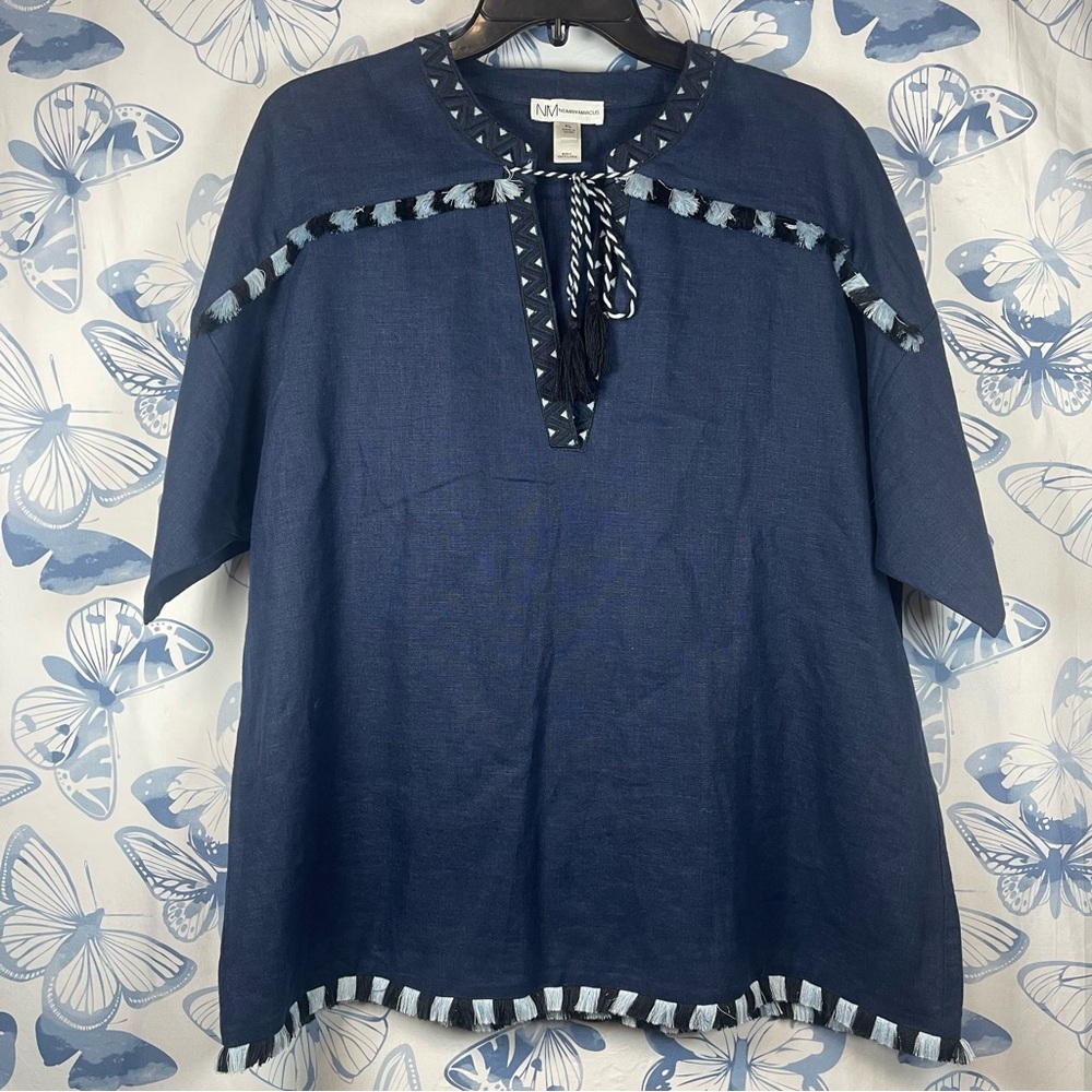 Neiman Marcus Navy Blue Tunic with Tassel Detail SZ : XL